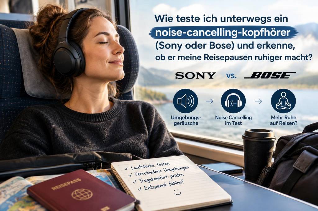 Wie teste ich unterwegs ein noise‑cancelling‑kopfhörer (sony oder bose) und erkenne, ob er meine reisepausen ruhiger macht